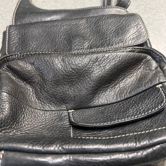 Vintage fossil, pebble leather, black sling bag/saddle bag, Crossbody - Picture 2 of 11
